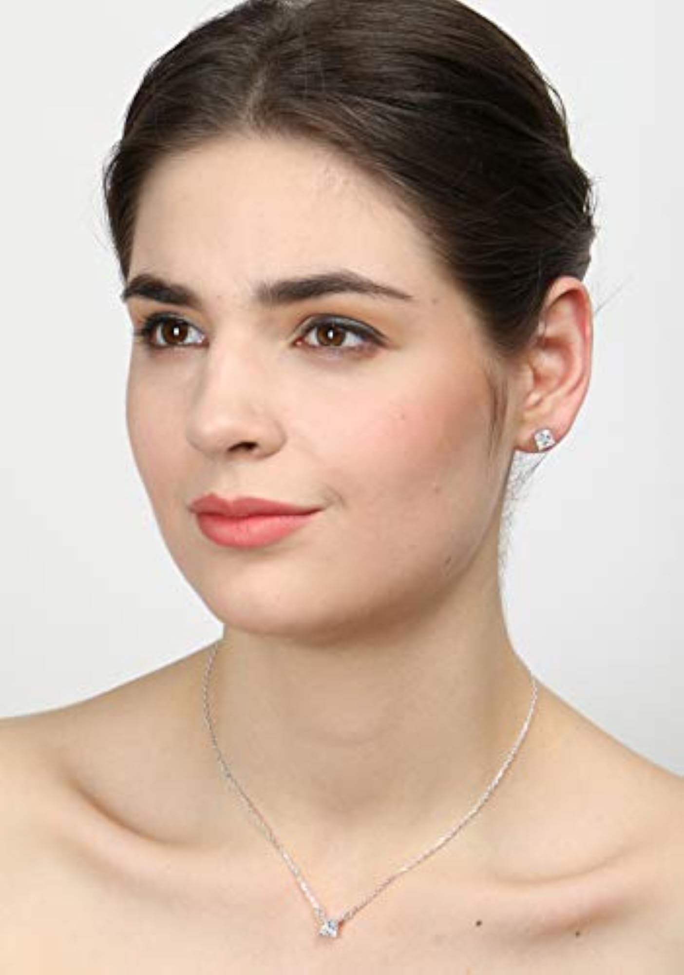 925 Sterling Silver Square Pendant Earring Chain Jewellery Set