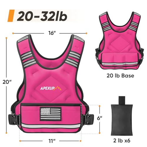 Image of APEXUP Adjustable Weighted Vest, 4-10lb /12-18lb /20-32lb Vest with 6 Ironsand Weights and Large Pocket, Weight Vest for Men Women Strength Training, Running, Walking