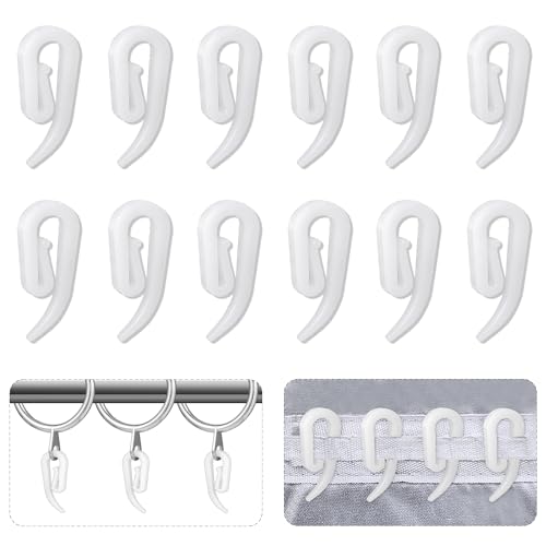 Curtain Hooks Plastic White Pack of 100 2.8x1.2cm Premium Drapery Hooks for Windows Doors and Shower Curtains Fits Most of Curtains