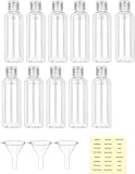yolzhxe 11 piezas Juegos de Botellas de Viaje, 100 ML Contenedores Viaje Transparentes, Reutilizables, 3 Embudos Pequeños, Adecuado para Champú Acondi Cionador Gel Ducha