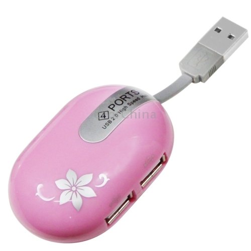 Mouse Style 4 Ports USB 2.0 HUB, Plug and Play (Pink) Amazon.in