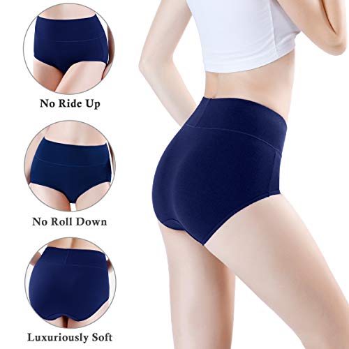 Image of wirarpa Women's Modal Underwear Soft High Waist Briefs Ladies Panties 4 Pack (Regular & Plus Size)