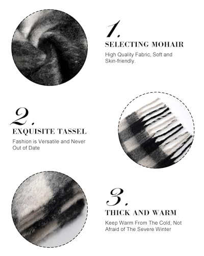 Chunky Winter Scarf for Women Warm Scarf Long Shawl Large Scarves Cold Weather Thick Scarfs Dark Black3