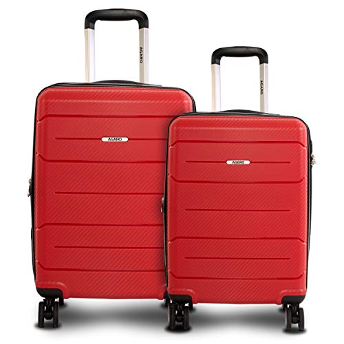 Image of AGARO Venue Hard-Sided Polypropylene Check-in Luggage Set of 2 (20-24 Inch Suitcase) Red