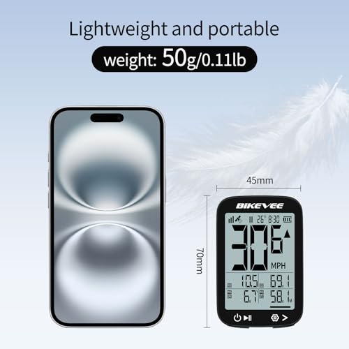 image for Bikevee Bike Speedometer GPS Wireless Cycling Computer – Auto Start/
