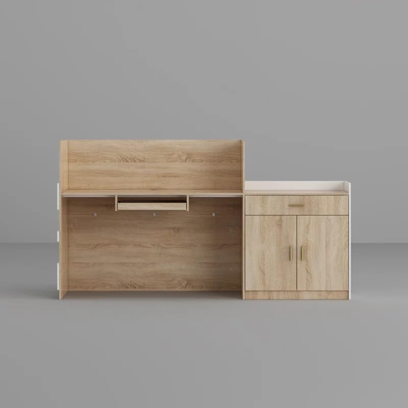 Image of Modern Reception Desk | Particle Board, Storage Design, RCT-051 LPB L6W2, For Office, Clinic, Salon, Hotel, Showroom, Studio & Corporate Lobby