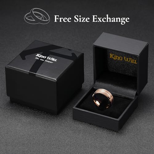 Image of King Will Tungsten Carbide Wedding Band for Men Women-6 /8 /10mm Width Multicolor Available with Grooved Center Wedding Ring Suitable for Work, Gym Comfort Fit Size 4-16