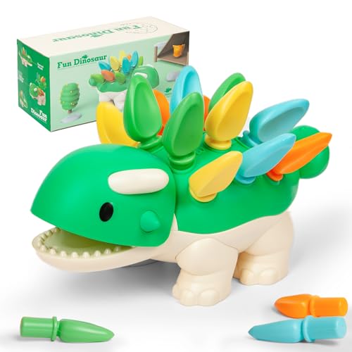 Image of Hirger Spike The Fine Motor Dinosaur: Montessori Baby Sensory Toys for Toddlers 1-3, Preschool Learning Educational Activities, 12+ Months Old Birthday Gift