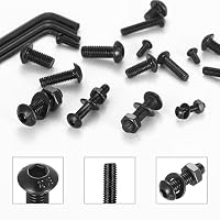 1092 Stück M3 M4 M5 M6 Schrauben Set,Schwarze Rundkopf Innensechskantschrauben aus Kohlenstoffstahl, Schrauben Muttern Unterlegscheiben Sortiment, Gewindeschrauben Set – Ansicht 3