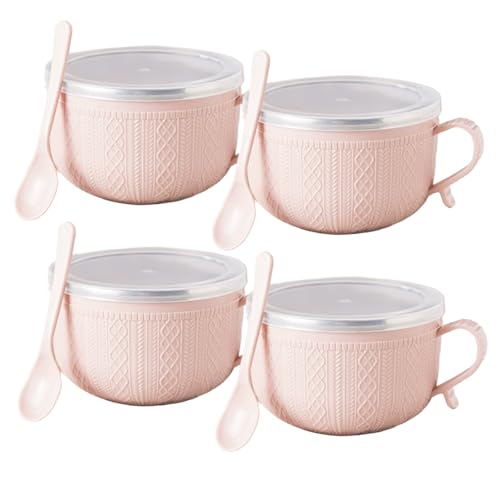 Bol à soupe en acier inoxydable de 29 oz avec couvercle et cuillère lot de 4