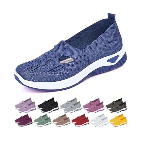 Orthopedic Shoes for Women,Women's Woven Breathable Soft Sneakers Arch Support Walking Flying Diabetic Foam Womens Comfortable Non Slip Food Service Lightweight Nurse Sport Sneaker
