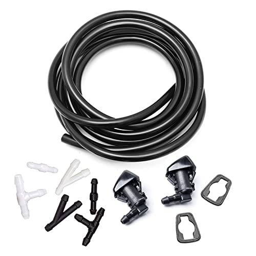 Front Windshield Washer Nozzles Kit for 05-16 Jeep Grand Cherokee 05-13 Chevy Malibu 05-10 Pontiac G6 07-10 Saturn Aura 55372143AB 55079049AA Wiper Spray Washer Jet with 3M Fluid Hose & 6 Connectors