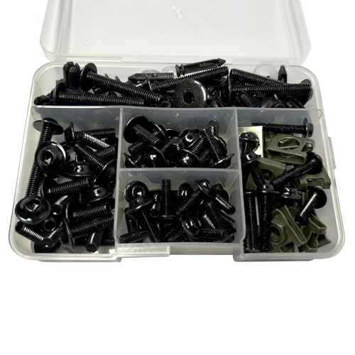 Image of 210 PCS Motorcycle Fairing Bolt Kit Screws Aluminum Fasteners Washers Nuts Screws Clips for Yamaha Kawasaki BMW Suzuki Honda Dirt Bike Sportbike Chopper Cafe Racer ATV Scooter(Black)