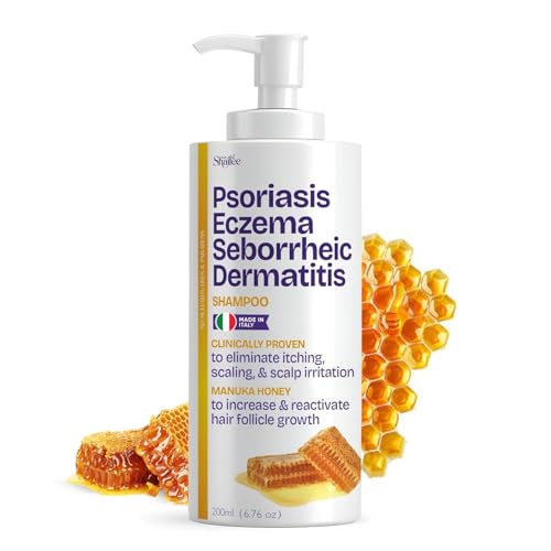 Psoriasis Shampoo for Eczema, and Folliculitis Treatment - Seborrheic Dermatitis Antifungal Shampoo for Ringworm, Acne, Flaking, Dry & Itchy Scalp Treatment - Psoriasis Relief with Manuka Honey