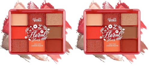 Image of Glam21 Floral Hues 9 In 1 Eyeshadow Palette | Highly Pigmented | Easy To Carry | Super-Blendable | Mix of Matte and Shimmers Smudge-Proof (7.2 gm) | 02- Daisy (Pack of 2)