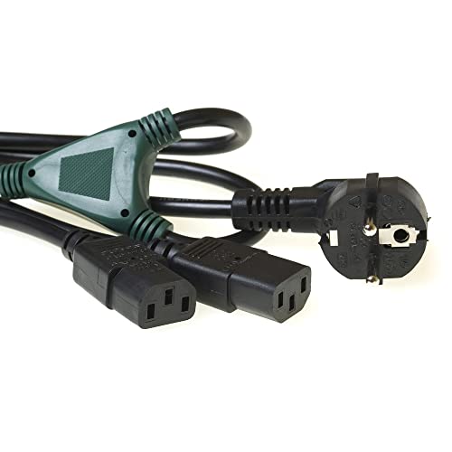 ACT Netz Y Kabel, Kaltgerätekabel 1m, 1x Schuko CEE 7/7 auf 2X C13 Kabel– AK5050