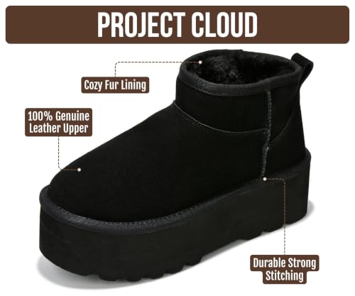 Image of Project Cloud 100% Genuine Leather Platform Ankle Boots for Women