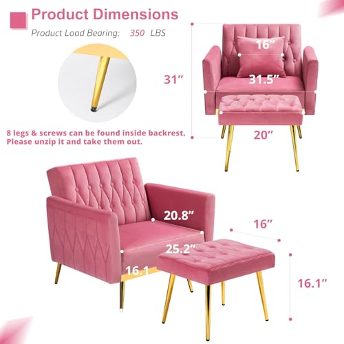 Sillón Plegable Con Brazo Ajustable Color Rosa miniatura 3