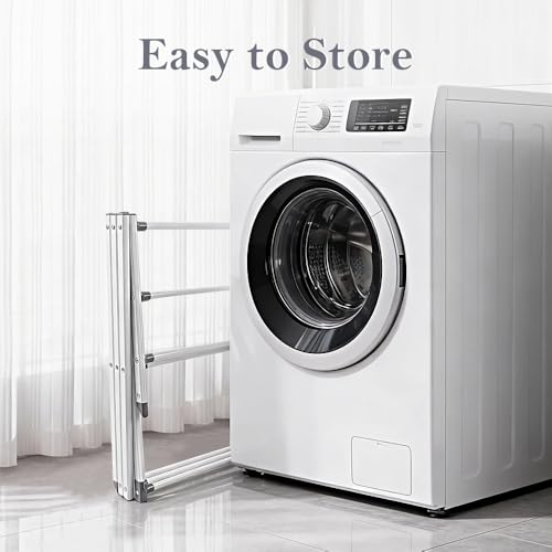 Bobikuke Klappbarer Wäscheständer mit 4 Kleiderbügel, ausziehbar Wäscheständer 3 Ebenen für drinnen und draußen, 73 x 35.5 x 105 cm - Weiß