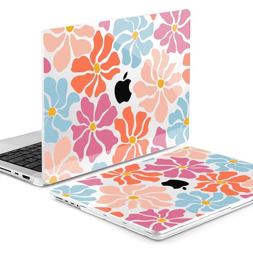 Image of MEEgoodo Case for MacBook Pro 14 inch (M5 /M4 /M3 /M2 /M1) Pro /Max 2026 2025 2024 2023 2021, Laptop Case Fit Model A3427 /A3426 /A3434 /A3112 /A3401 /A3185 /A2918 /A2992 /A2779 /A2442, Minimalist Style Floral