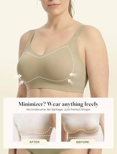 Image of COMFELIE Smooth Seamless Minimizer Bras Non Padded Comfy Everyday Bra No Underwire Supportive Bralette