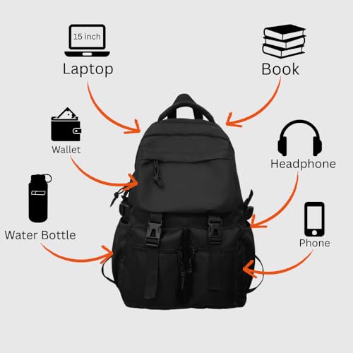 Image of Glowic Spacious Backpack with Compartments for 15-Inch Laptop, Books, Headphones, Phone, Wallet, and Water Bottle - Ideal for Daily Use