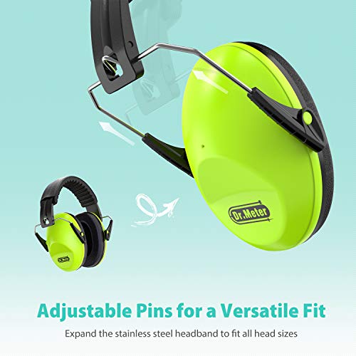 Dr.meter Noise Cancelling Ear Muffs 27 Nrr Noise Cancelling Headphones For Kids With Adjustable Headband - Kids Ear Protection For Sleeping Mowing And Studying - 2 Packs, Green & Pink #TOP2