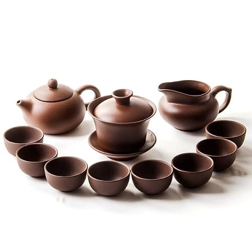 LINOC Purple Clay Teapot Ceramic Tea Ceremony Tea Pots Kung Fu Tea Set Of Eight Tea Cups Teaware Teasets Teapots Kettles