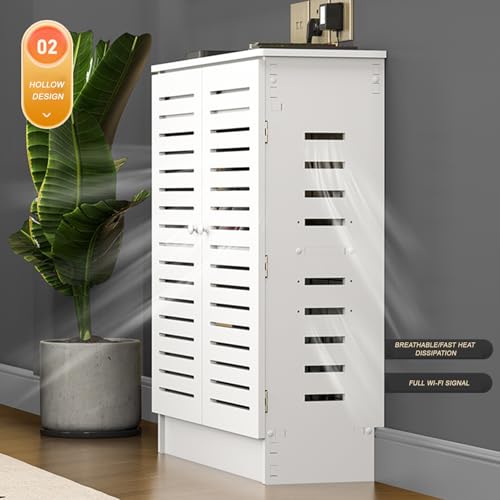 Boîte de rangement pour modem sur pied double niveau grande capacité 60cm