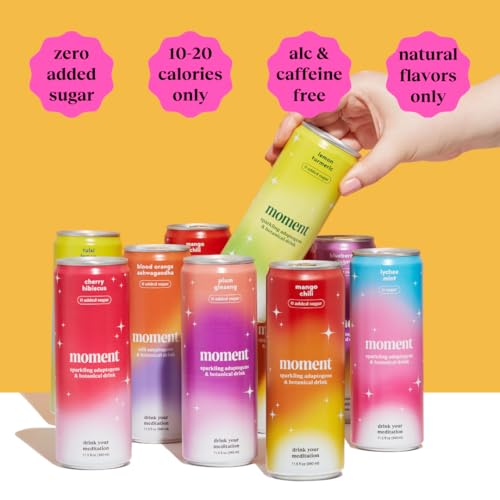 Moment Botanical Soda Soft Drink (Shark Tank) - SPARKLING Non Alcoholic Drinks | Fruity Fun | L-Theanine & Ashwagandha for Calm & Clarity | 0 Added Sugar 0 Caffeine | 12-pack - Thumbnail 4