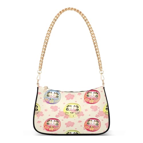 Shoulder Bag for Women Japanese Luck Pattern Tote Handbag Crossbody Bag with Zipper Closure
