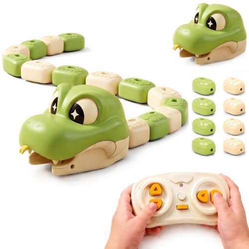 Magnetic Snake Game Toy, Self‑Eating Interactive Play Toy with Sound and Light, Birthday Present for Boys Girls Children，Green Snake B