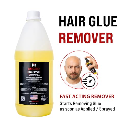Image of MICRO REMOVER | Ultra Hold Glue Remover 1000 ml (33.8 FL oz) | Fast Acting Adhesive Remover for Lace Wigs, Hair Patches & Toupees | Skin Safe | Citrus Based Flavour | Pack of 1