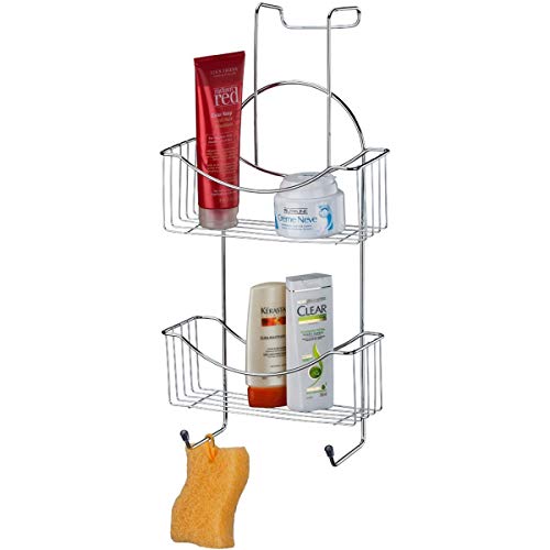Suporte para Box de Banheiro ou Porta Shampoo com 2 Andares de Prateleiras em Aço Cromado CR448 Utim