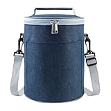Veemoon Bolsa Térmica Redonda Mediana de Tela Oxford Aislamiento de Aluminio Bolsa de Almuerzo Portátil Cremallera Bidireccional y Asa para Camping Trabajo y Exteriores