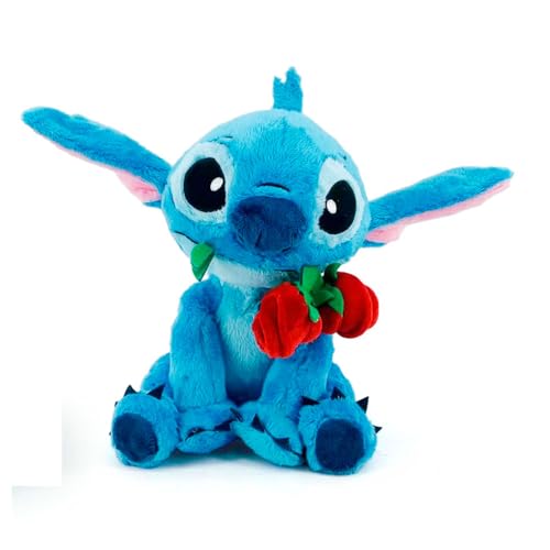 Simba Peluche Stitch con Rosa 25 cm. Peluche Azul con Detalle Romántico. Diseño Oficial Disney Lilo & Stitch. Apto Desde 0 Meses (6315870178)
