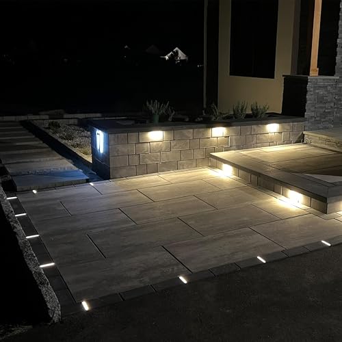 Image of LUMENGY Paver Light Slim 0.5x9 Inch (0.55x8.85), 2700K Warm White, Glare-Free Linear Lighting for Driveways, Walkways and Paver Borders, 12V Hardwired, IP67 Waterproof, Drive-Over Rated