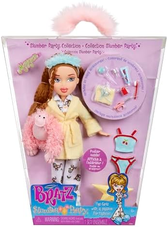 Bratz Slumber Party - Meygan Fashion Doll - with 2 Sets of Pajamas, Stuffed Animals and Accessories - Suitable for Kids and Collectors