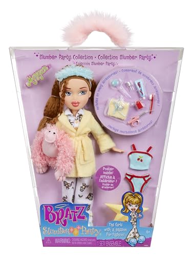 Bratz Slumber Party - Meygan Fashion Doll - with 2 Sets of Pajamas, Stuffed Animals and Accessories - Suitable for Kids and Collectors