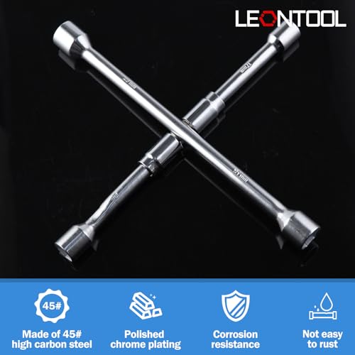 Image of 14 Inch Universal Folding Lug Wrench 4 Way Lug Wrench with Bag 4-Way Tire Cross Wrench Foldable Sliding Wheel Lug Nut Wrench for Cars, Trucks, SUVs and RVs, Socket Sizes 11 /16 inch-9 /10 inch(17-23mm