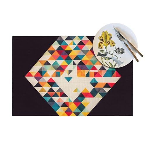 Lot de 6 sets de table tissés géométriques en PVC lavable - 8