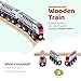 Maxim Enterprise, inc. Double Decker Wooden Train Set of 2 Engines & 1 Passenger Car, Multi-Level Commuter Transit Toy, Compatible with Thomas & Friends, BRIO, Other Major Brand Railways