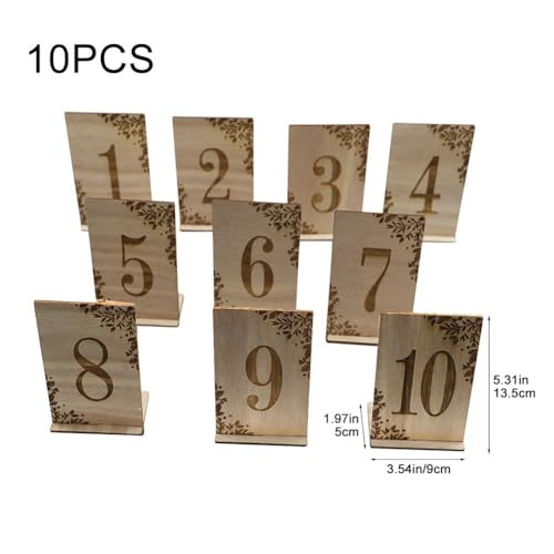 Números de mesa de madera grabados para decoración de eventos elegantes 4