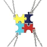 Baluue 4 Piezas Collar de Amistad Colgante de Rompecabezas en Aleación, Ligero y Cómodo, Diseño Creativo y Colorido para Mejores Amigas en Ocasiones Obsequios