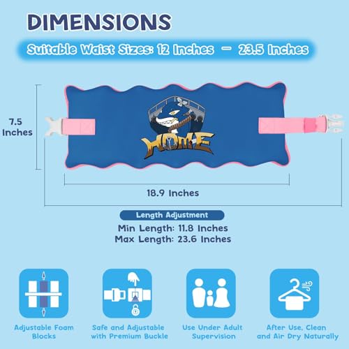 Toddler Swim Belt for Kids 2-6 Years Boys Girls Swim Trainer 33-66 lbs Adjustable Back Float Belt Water Safety Training Floaties for Pool Beach — view 6