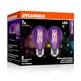 Sylvania Black Light LED Light Bulb, 7W, A19, Medium Base, Clear - 2 Pack (45052)