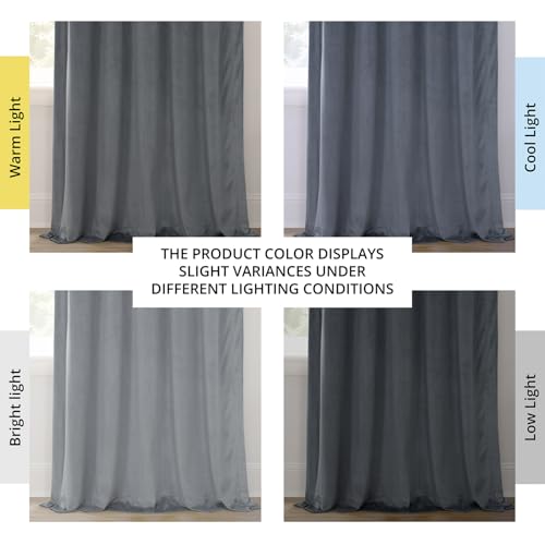 Image of HPD Half Price Drapes Velvet Blackout Curtains /Drapes - 96 Inches Long 1 Panel Blackout Curtain Signature Pleated for Living Room & Bedroom - 25W X 96L, Natural Grey