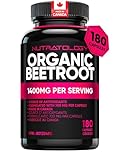 Nutratology Organic Beetroot Capsules | 1400mg per Daily Serving | 180 Capsules | Canadian Made | Source of Antioxidants | Organic Beet Root Powder