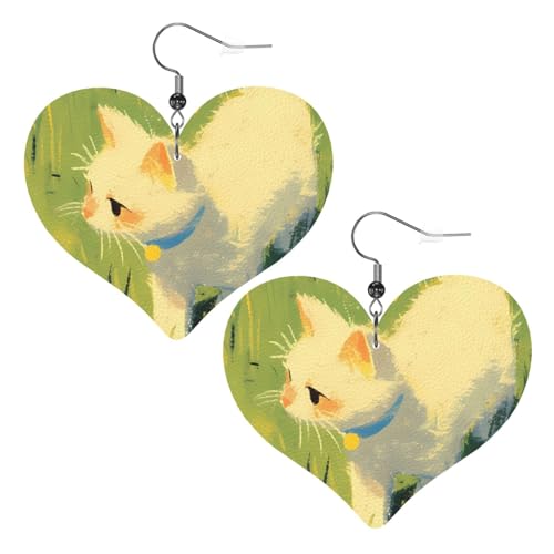 可愛い 猫 イヤリング おしゃれ レディース 揺れるピアス ハート型のピアス 耳飾り アクセサリー 人気 個性的 軽量 ファッション小物 日常 通勤 通学 撮影 文化祭 学園祭 友人 誕生日 プレゼント