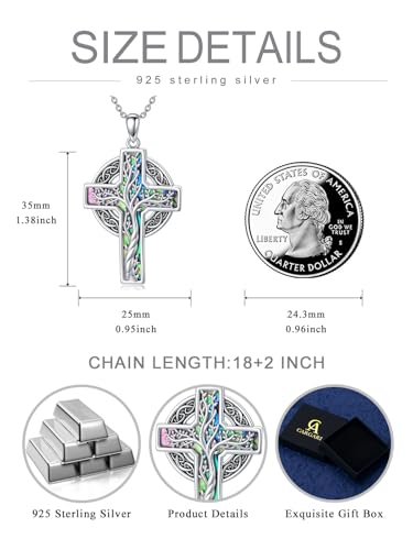 925 Sterling Silver Cross Pendant Necklace for Men Women, Christian Amulet Necklace Protection Jewelry Religious Faith Gifts (With Gift Box)4